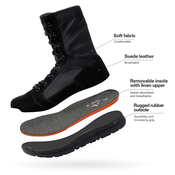Men's High Top Military Tactical Boots - BLACK SUEDE - 4
